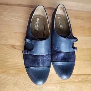 Naturalizer N5 Comfort LEARNER Loafers Sz8 Blue Leather Houndstooth Plaid Preppy